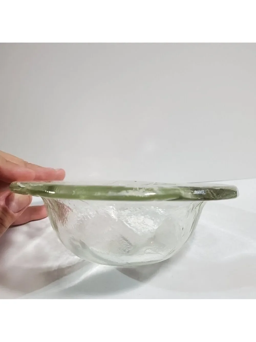 Pier1 Imports Handblown Glassware floral embossed cabbage leaf bowl